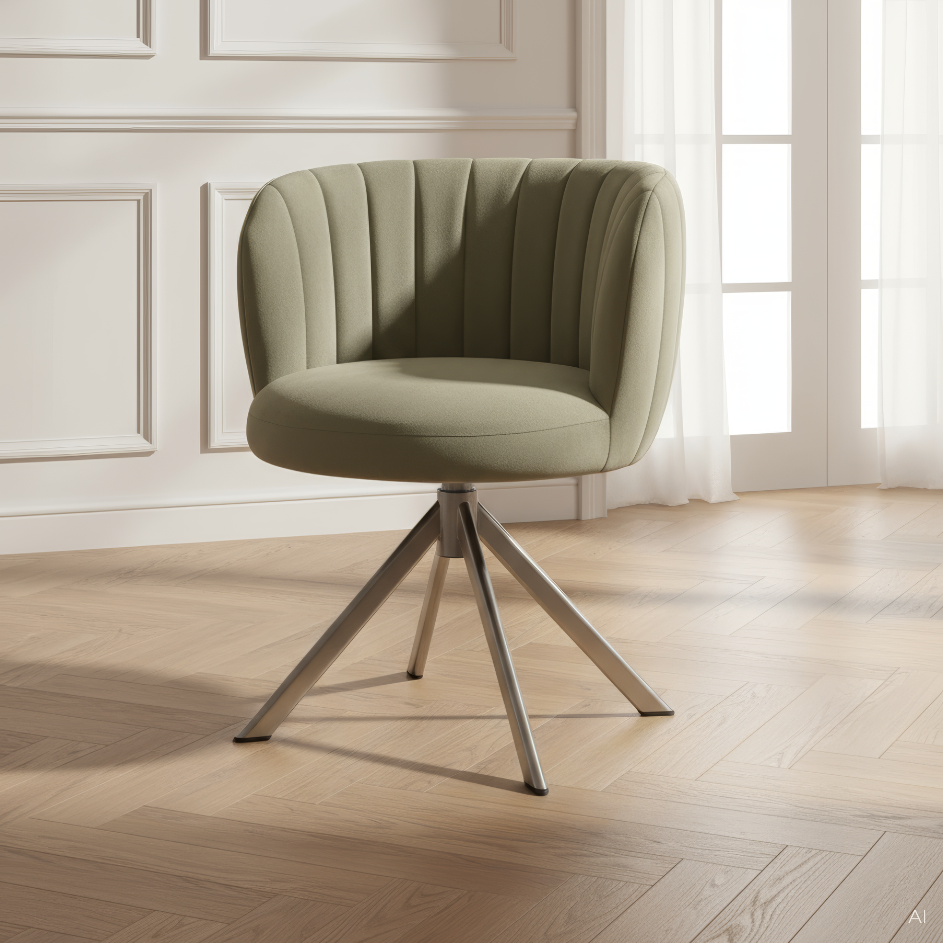 Shelly II spisebordsstol velour m. drejeben (stainless steel)